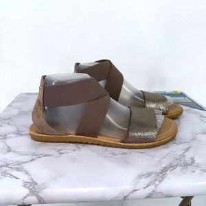 Sorel‎ Ella ll Women 8 Brown Gold Ankle Strap Sandal Gladiators Metallic Casual